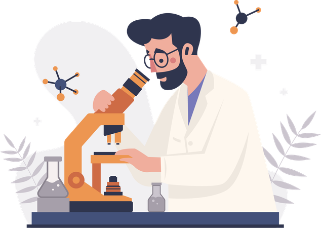 Man Using a Microscope  Illustration