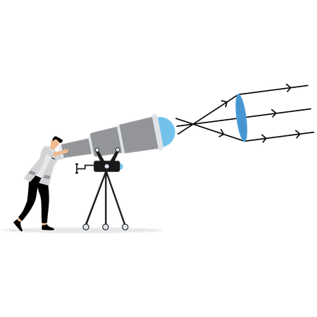 Man using Advanced Telescope Lens  Illustration
