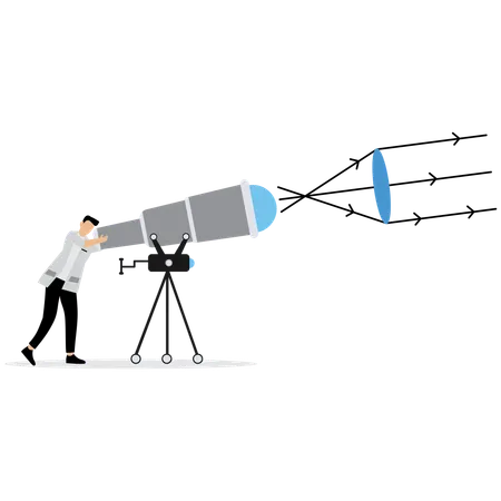 Man using Advanced Telescope Lens  Illustration