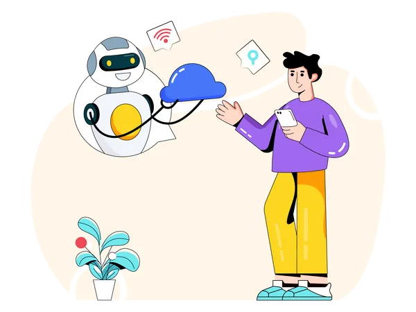 Man using AI based cloud storage  Illustration