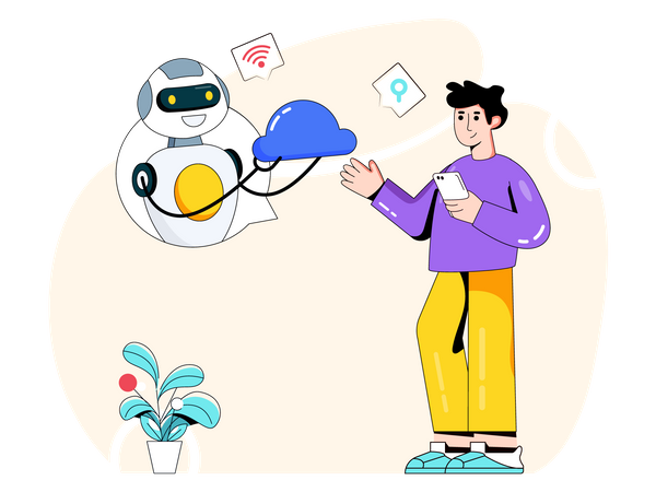 Man using AI based cloud storage  Illustration