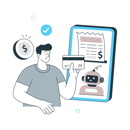 Man using Ai checkout system doing payment  Illustration