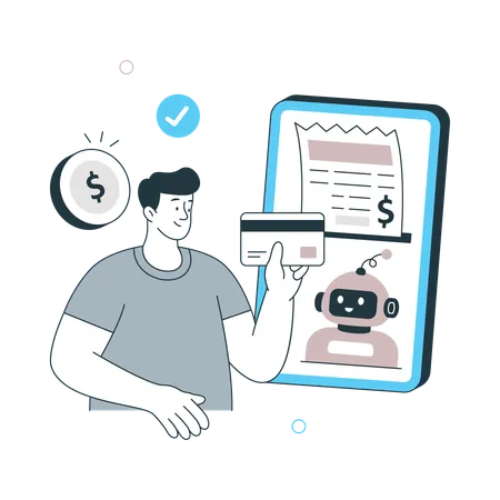 Man using Ai checkout system doing payment  Illustration