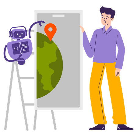 Man using AI navigation assistant  Illustration