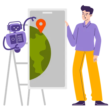 Man using AI navigation assistant  Illustration