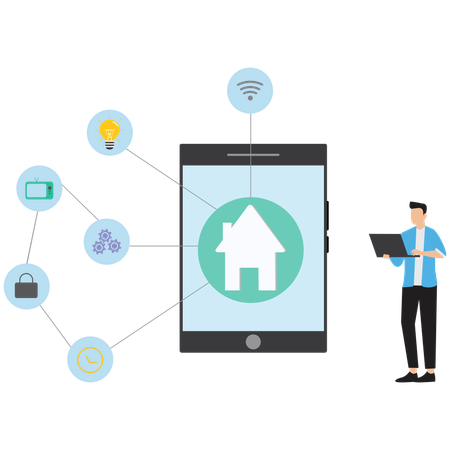 Man using AI-Powered Smart Home System  Illustration