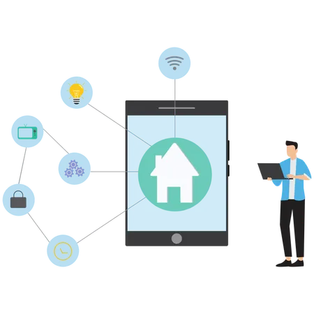 Man using AI-Powered Smart Home System  Illustration