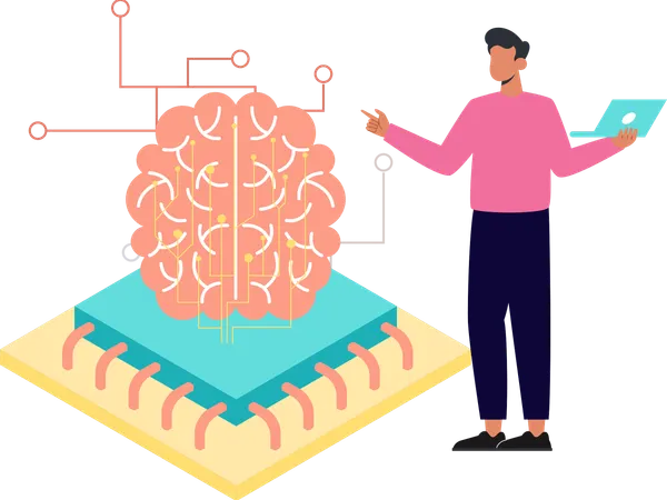 Man using ai processor  Illustration