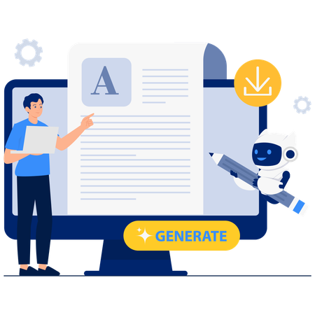Man using AI Text Generation  Illustration