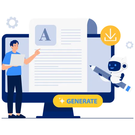 Man using AI Text Generation  Illustration