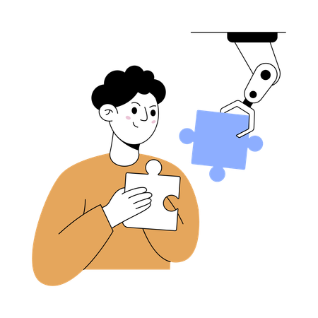 Man using ai to solve problem  Illustration