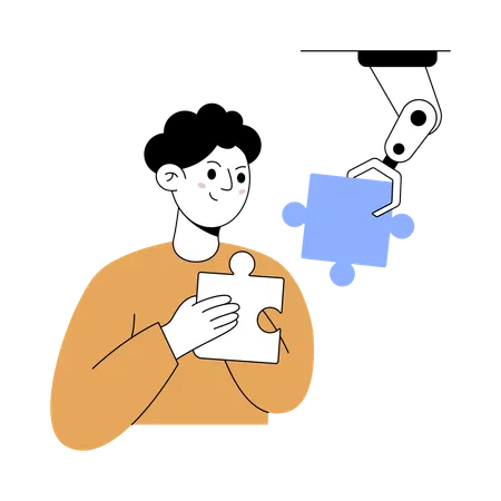 Man using ai to solve problem  Illustration