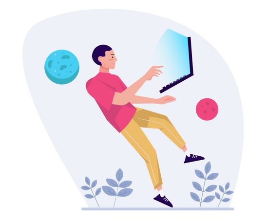 Man using AR application on laptop  Illustration