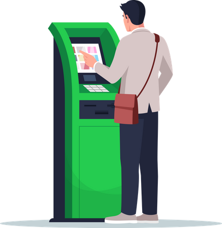 Man using atm  イラスト