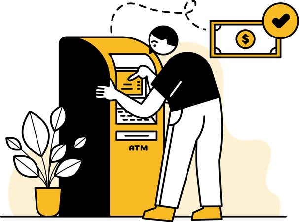 Man using ATM machine  Illustration