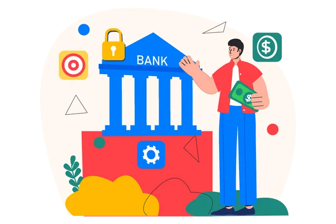 Man using bank  Illustration