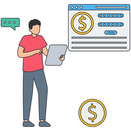 Man using bank application  Illustration