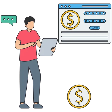 Man using bank application  Illustration