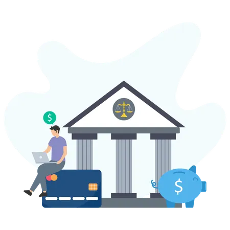 Man Using Bank Deposit  Illustration