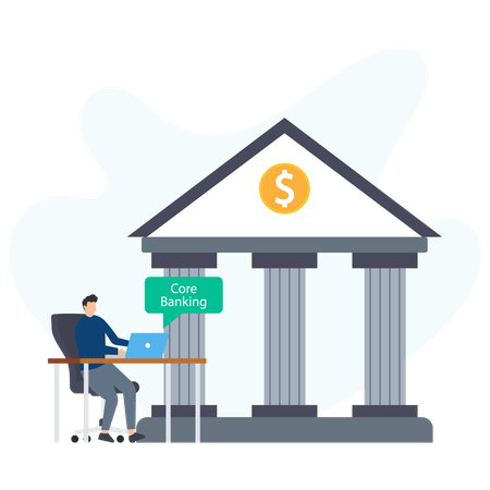 Man Using Banking System  Illustration