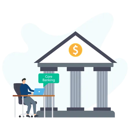 Man Using Banking System  Illustration