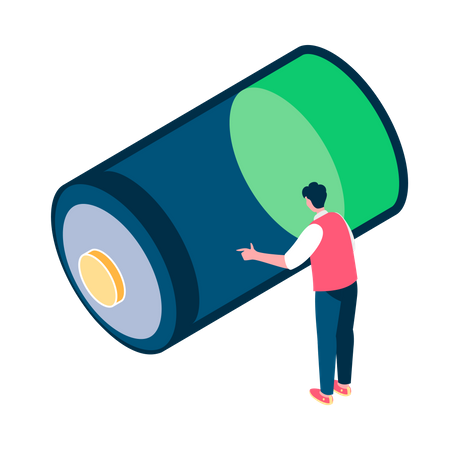 Man using battery cell  Illustration