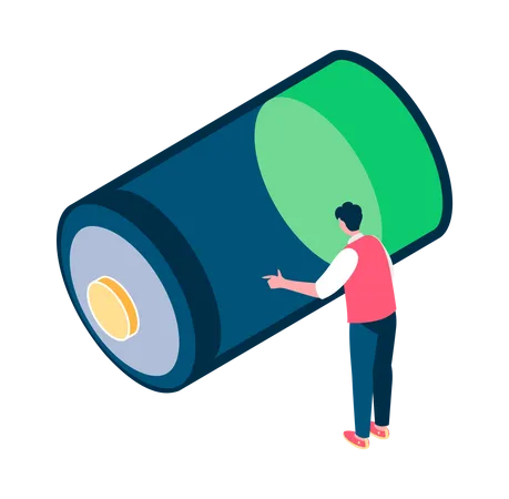 Man using battery cell  Illustration