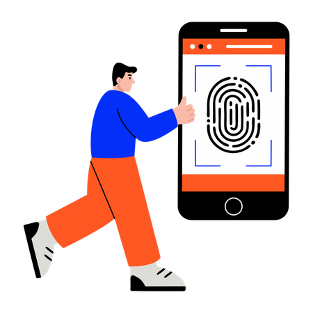 Man using biometric scan  Illustration