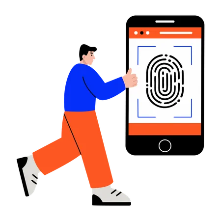 Man using biometric scan  Illustration