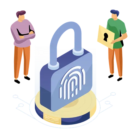 Man using biometric security  Illustration