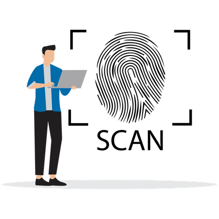 Man using Biometric Security Scan  Illustration