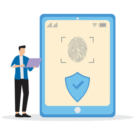 Man using Biometrics identification  Illustration