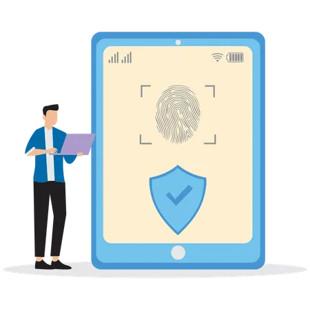 Man using Biometrics identification  Illustration