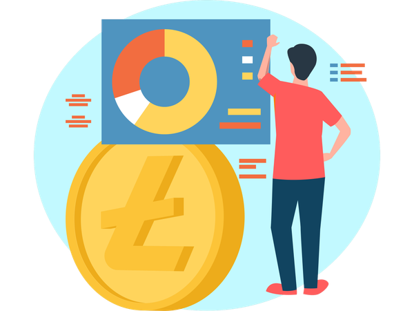 Man using bitcoin technology  Illustration