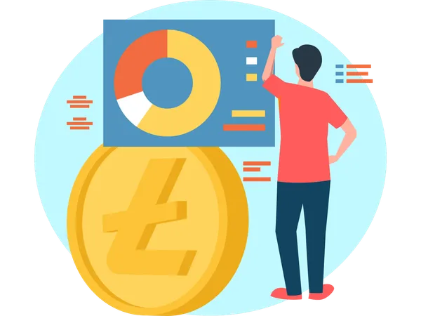 Man using bitcoin technology  Illustration