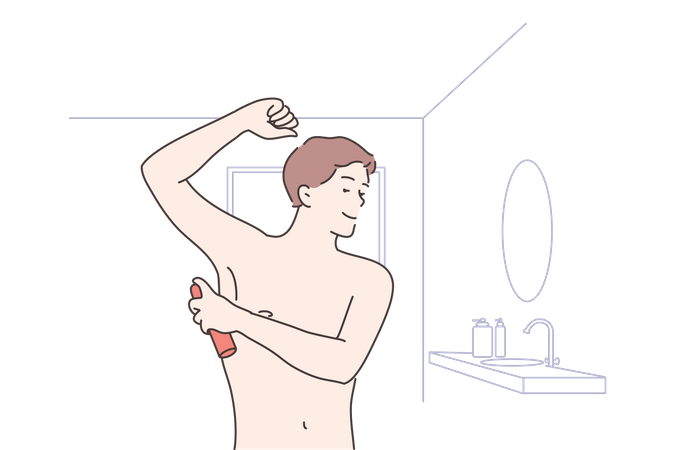 Man using body spray  Illustration