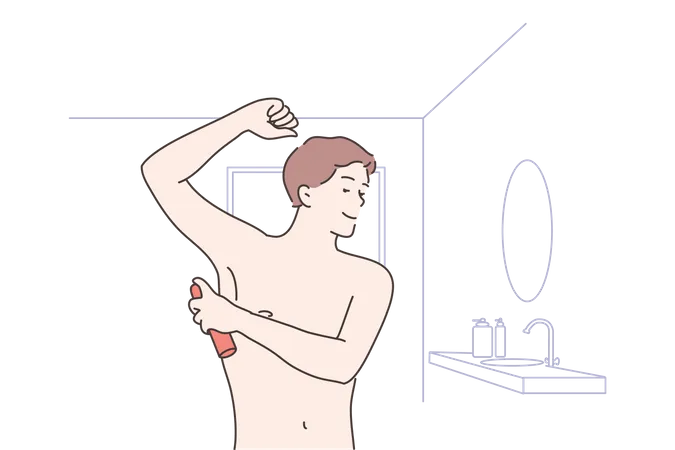 Man using body spray  Illustration