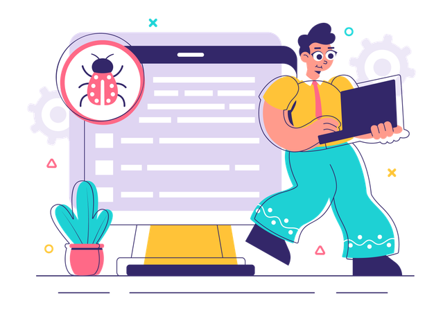 Man using bugs Tracking Tool  Illustration