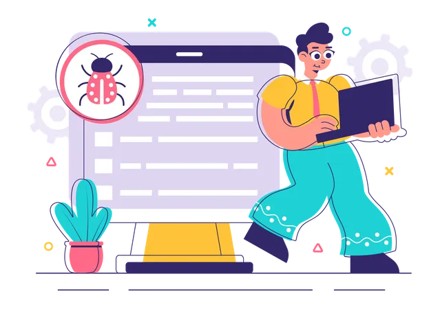 Man using bugs Tracking Tool  Illustration