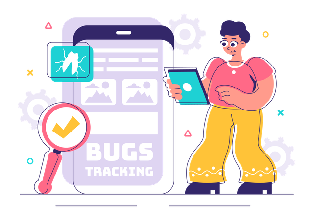Man using bugs Tracking Tool  Illustration