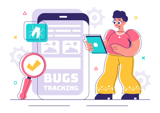Man using bugs Tracking Tool  Illustration