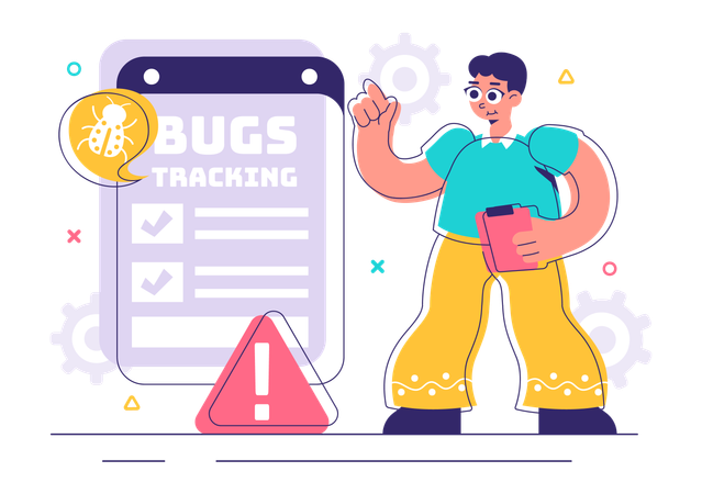 Man using bugs Tracking Tool  Illustration