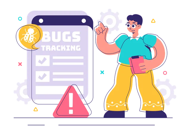 Man using bugs Tracking Tool  Illustration
