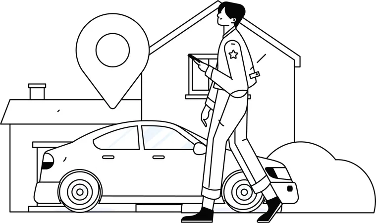 Man using cab service  Illustration