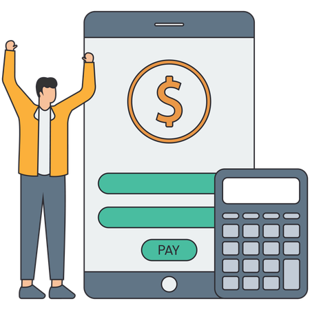 Man using calculator app  Illustration