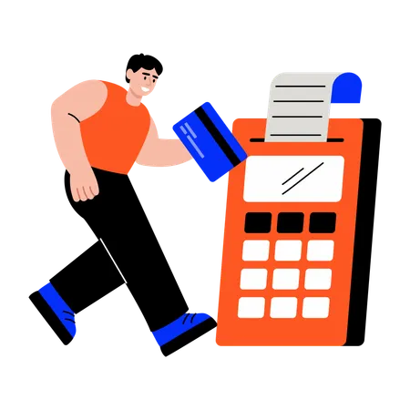 Man using card terminal  Illustration