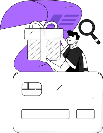 Man Using Credit card voucher  Illustration