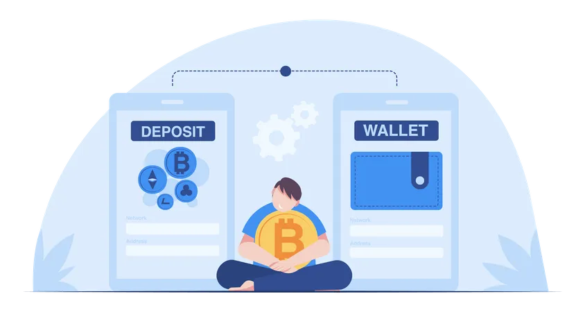 Man using crypto wallet  Illustration