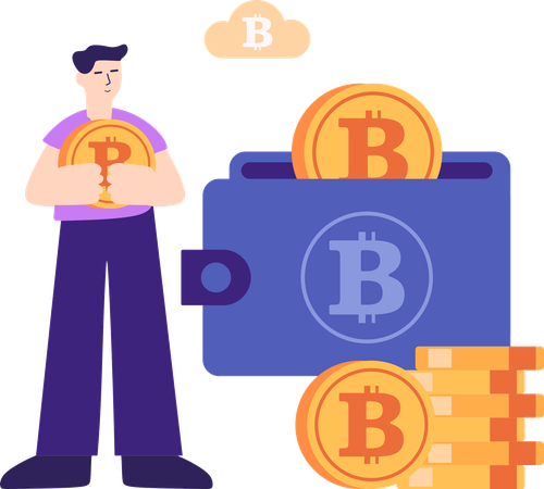 Man using crypto wallet  Illustration