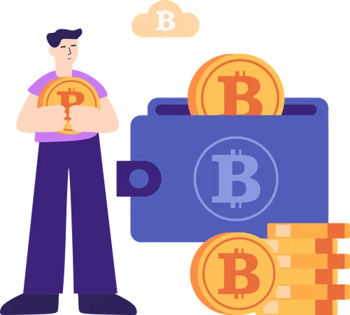 Man using crypto wallet  Illustration